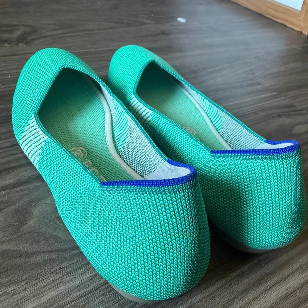 Rare Rothy's Teal Knit Slip-On Ballet Flat